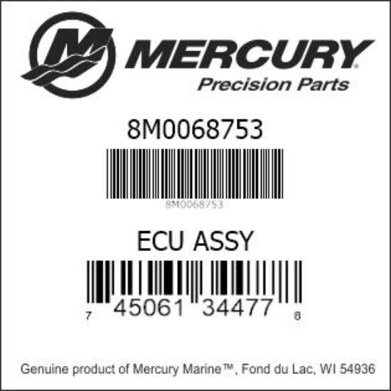 Bar codes for Mercury Marine part number 8M0068753