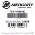 Bar codes for Mercury Marine part number 79-8M0069412