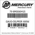 Bar codes for Mercury Marine part number 79-8M0069415