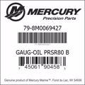 Bar codes for Mercury Marine part number 79-8M0069427