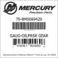 Bar codes for Mercury Marine part number 79-8M0069429