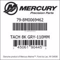 Bar codes for Mercury Marine part number 79-8M0069462