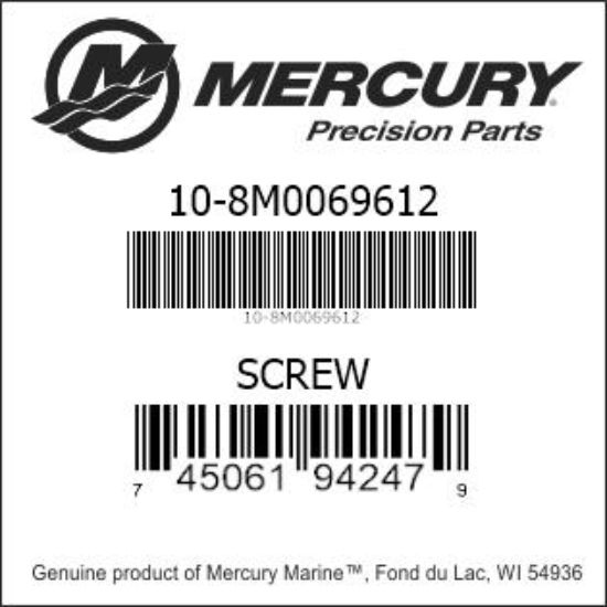 Bar codes for Mercury Marine part number 10-8M0069612