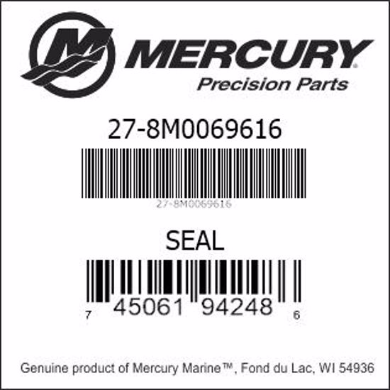 Bar codes for Mercury Marine part number 27-8M0069616