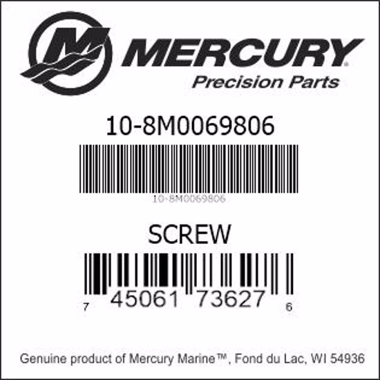 Bar codes for Mercury Marine part number 10-8M0069806