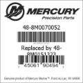Bar codes for Mercury Marine part number 48-8M0070052