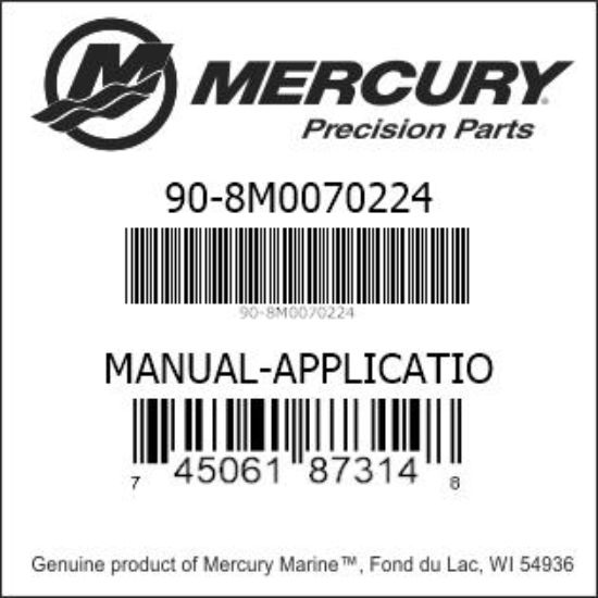 Bar codes for Mercury Marine part number 90-8M0070224