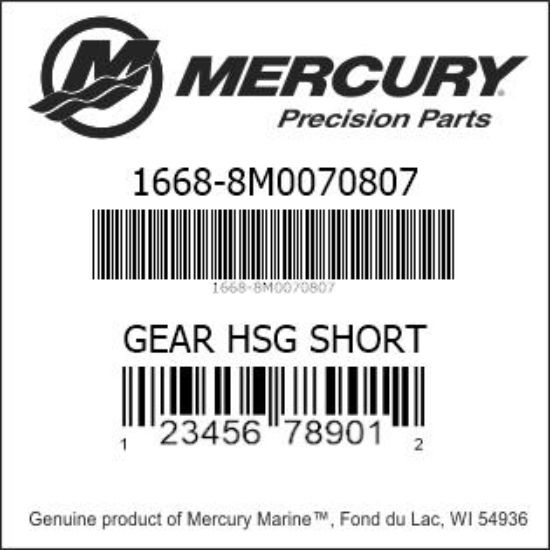 Bar codes for Mercury Marine part number 1668-8M0070807