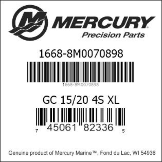 Bar codes for Mercury Marine part number 1668-8M0070898