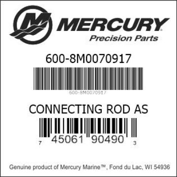 Mercury Marine part number 600-8M0070917 CONNECTING ROD AS Bar codes for Mercury Marine part number 600-8M0070917