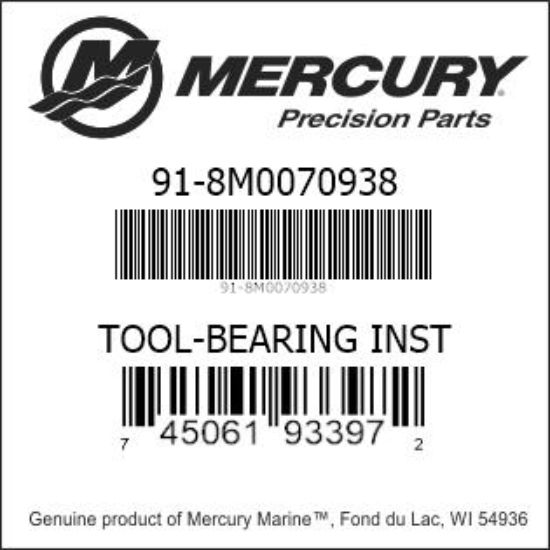 Bar codes for Mercury Marine part number 91-8M0070938