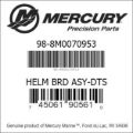 Bar codes for Mercury Marine part number 98-8M0070953
