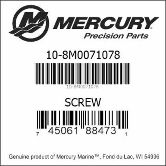Bar codes for Mercury Marine part number 10-8M0071078