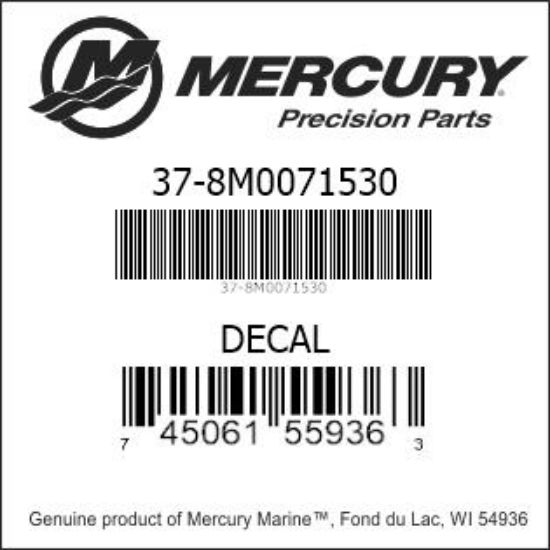 Bar codes for Mercury Marine part number 37-8M0071530