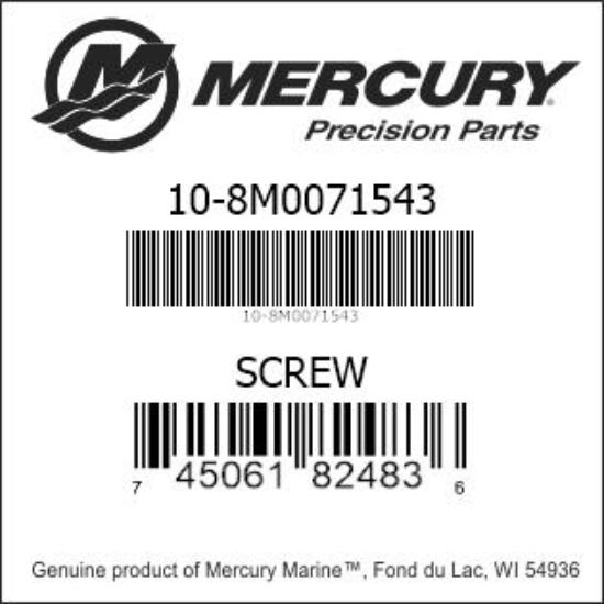 Bar codes for Mercury Marine part number 10-8M0071543