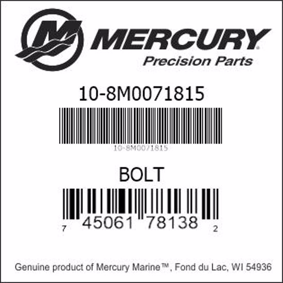Bar codes for Mercury Marine part number 10-8M0071815