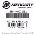 Bar codes for Mercury Marine part number 1689-8M0072952