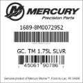 Bar codes for Mercury Marine part number 1689-8M0072952