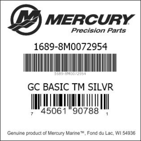 Bar codes for Mercury Marine part number 1689-8M0072954