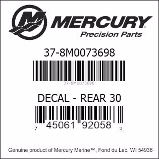 Bar codes for Mercury Marine part number 37-8M0073698