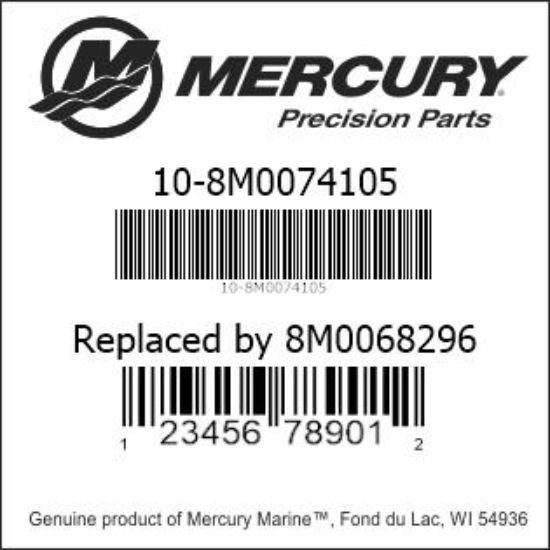 Bar codes for Mercury Marine part number 10-8M0074105