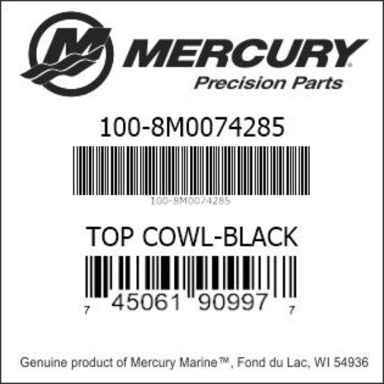 Bar codes for Mercury Marine part number 100-8M0074285