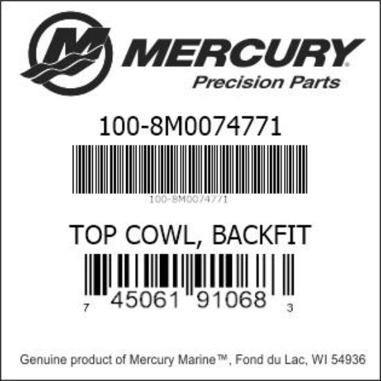 Bar codes for Mercury Marine part number 100-8M0074771