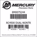 Bar codes for Mercury Marine part number 8M0075244