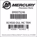 Bar codes for Mercury Marine part number 8M0075246