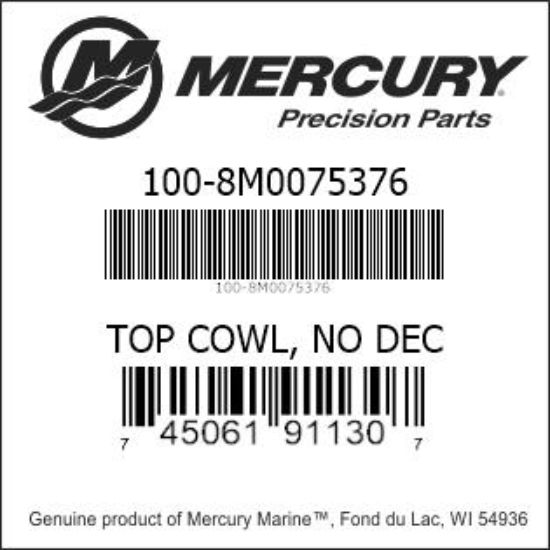 Bar codes for Mercury Marine part number 100-8M0075376