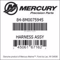Bar codes for Mercury Marine part number 84-8M0075945