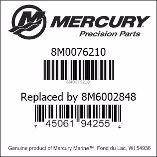 Bar codes for Mercury Marine part number 8M0076210