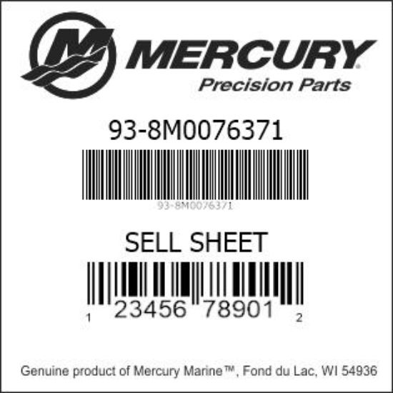 Bar codes for Mercury Marine part number 93-8M0076371