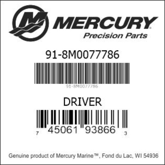 Bar codes for Mercury Marine part number 91-8M0077786