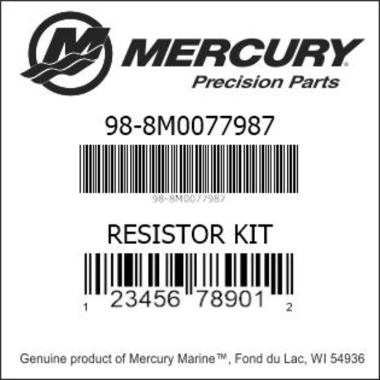 Bar codes for Mercury Marine part number 98-8M0077987