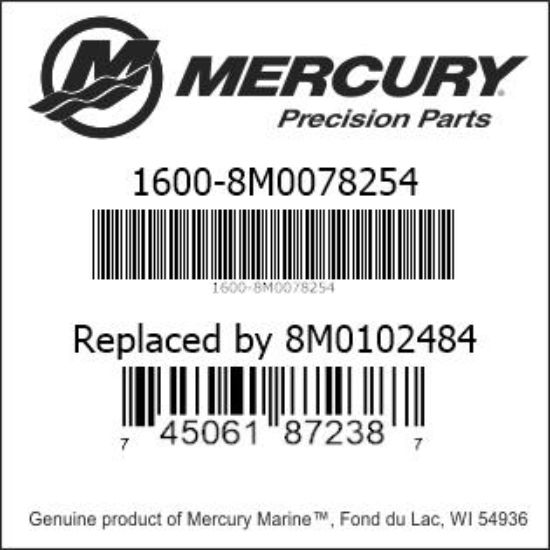 Bar codes for Mercury Marine part number 1600-8M0078254