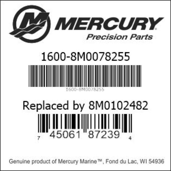 Bar codes for Mercury Marine part number 1600-8M0078255
