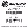 Bar codes for Mercury Marine part number 92-8M0078617