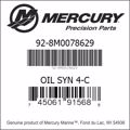 Bar codes for Mercury Marine part number 92-8M0078629
