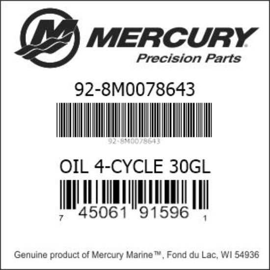 Bar codes for Mercury Marine part number 92-8M0078643