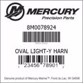 Bar codes for Mercury Marine part number 8M0078924