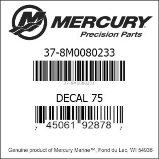Bar codes for Mercury Marine part number 37-8M0080233