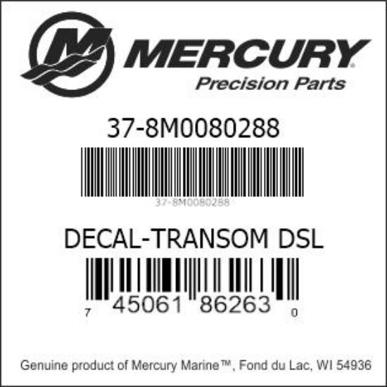 Bar codes for Mercury Marine part number 37-8M0080288