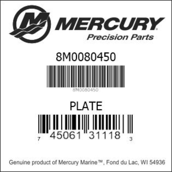 Bar codes for Mercury Marine part number 8M0080450