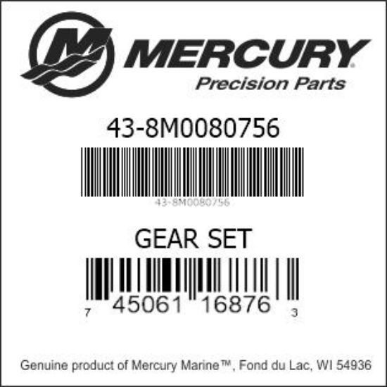 Bar codes for Mercury Marine part number 43-8M0080756