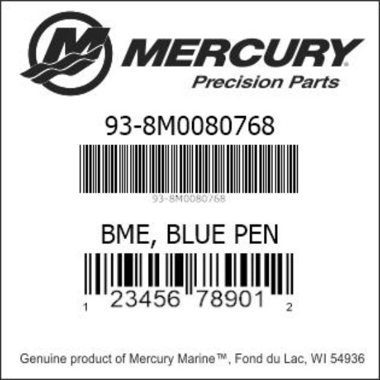 Bar codes for Mercury Marine part number 93-8M0080768