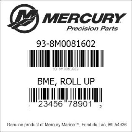 Bar codes for Mercury Marine part number 93-8M0081602