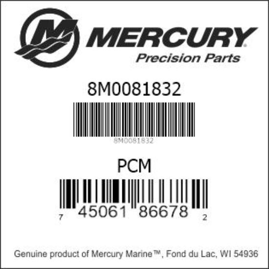Bar codes for Mercury Marine part number 8M0081832