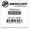 Bar codes for Mercury Marine part number 8M0081912