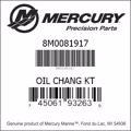 Bar codes for Mercury Marine part number 8M0081917